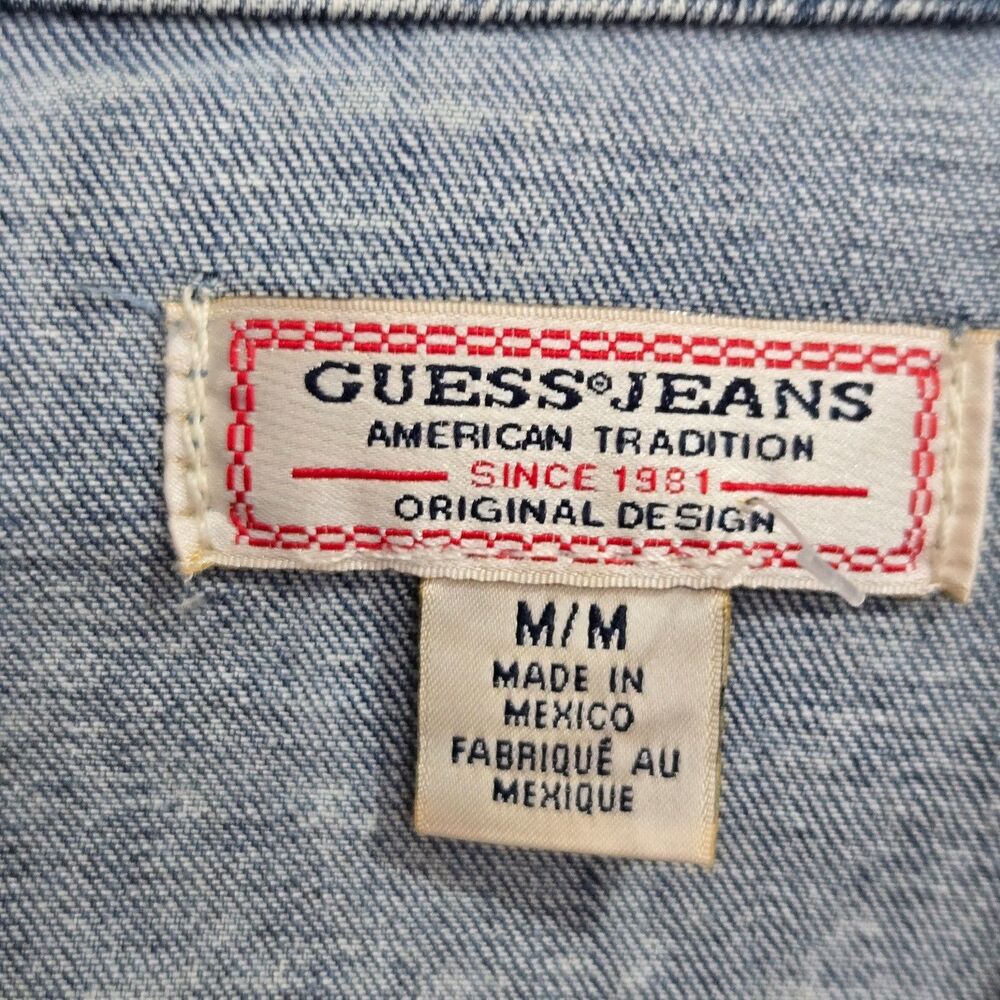 Vintage 80s Guess Jeans Acid Wash Denim Trucker Jacket Womens M Grunge country - Picture 4 of 10